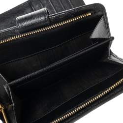 Pre Owned Prada Black Saffiano Leather Compact Wallet