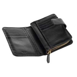 Pre Owned Prada Black Saffiano Leather Compact Wallet