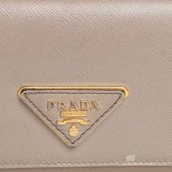 Pre Owned Prada Beige Saffiano Lux Leather Flap Continental Wallet