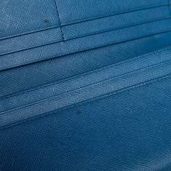 Pre Owned Prada Blue Saffiano Leather Flap Continental Wallet