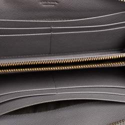 Pre Owned Prada Lilac Saffiano Leather Bow Zip Around Wallet