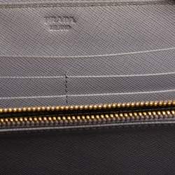 Pre Owned Prada Lilac Saffiano Leather Bow Zip Around Wallet