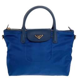 مملوكة مسبقًا حقيبة يد توتس برادا نايلون توسيتو وجلد أزرق كحلي