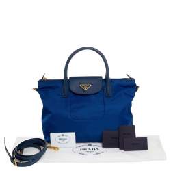 مملوكة مسبقًا حقيبة يد توتس برادا نايلون توسيتو وجلد أزرق كحلي