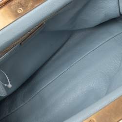 Pre Owned Prada Blue/Brown Ombre Python Frame Chain Baguette Bag