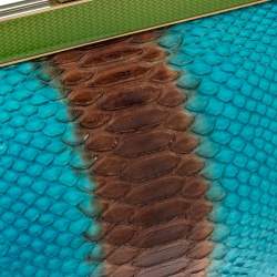 Pre Owned Prada Blue/Brown Ombre Python Frame Chain Baguette Bag