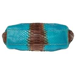 Pre Owned Prada Blue/Brown Ombre Python Frame Chain Baguette Bag