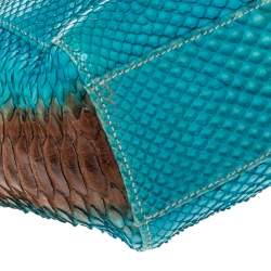 Pre Owned Prada Blue/Brown Ombre Python Frame Chain Baguette Bag