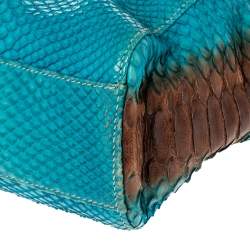 Pre Owned Prada Blue/Brown Ombre Python Frame Chain Baguette Bag