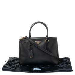 Pre Owned Prada Black Saffiano Lux Leather Small Galleria Tote