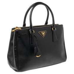 Pre Owned Prada Black Saffiano Lux Leather Small Galleria Tote