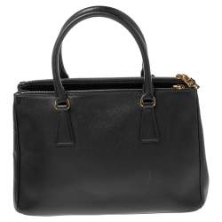 Pre Owned Prada Black Saffiano Lux Leather Small Galleria Tote