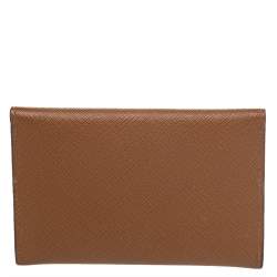 Pre Owned حافظة بطاقات برادا قلاب جلد لوكس فاخر سافيانو بني