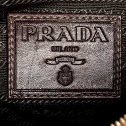Pre Owned Prada Brown Leather And Canvas Satchel