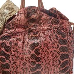Pre Owned Prada Pink Python Drawstring Shoulder Bag