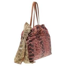 Pre Owned Prada Pink Python Drawstring Shoulder Bag