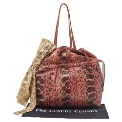 Pre Owned Prada Pink Python Drawstring Shoulder Bag