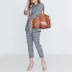 Pre Owned Prada Pink Python Drawstring Shoulder Bag