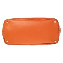 Pre Owned Prada Orange Saffiano Lux Leather Large Gardener's Tote