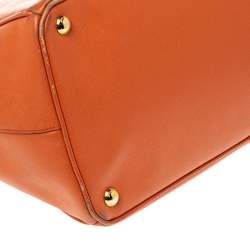 Pre Owned Prada Orange Saffiano Lux Leather Large Gardener's Tote