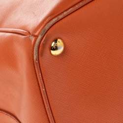 Pre Owned Prada Orange Saffiano Lux Leather Large Gardener's Tote