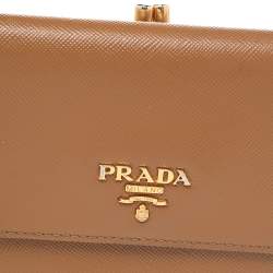 Prada Brown Saffiano Leather Trifold Wallet