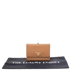 Prada Brown Saffiano Leather Trifold Wallet