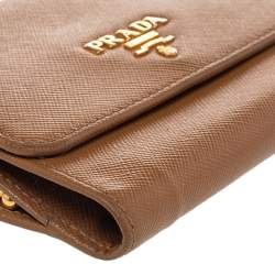 Prada Brown Saffiano Leather Trifold Wallet