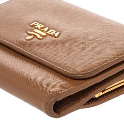 Prada Brown Saffiano Leather Trifold Wallet
