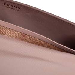 Pre Owned Prada Beige Vitello Move Leather Wallet On Chain