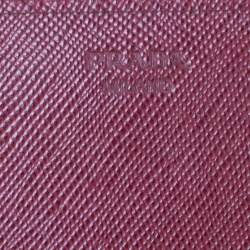 Pre Owned Prada Red Saffiano Lux Leather Metal Bar Flap Continental Wallet