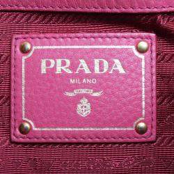 Pre Owned Prada Pink Leather Vitello Daino Hobo Bag