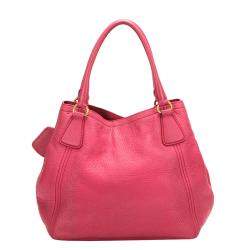Pre Owned Prada Pink Leather Vitello Daino Hobo Bag