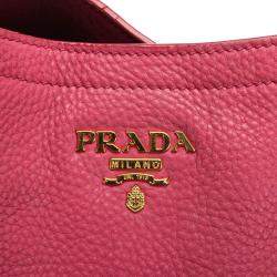 Pre Owned Prada Pink Leather Vitello Daino Hobo Bag