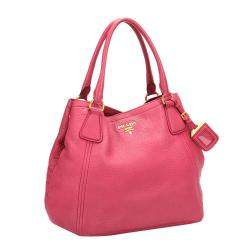 Pre Owned Prada Pink Leather Vitello Daino Hobo Bag