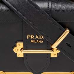 Pre Owned Prada Black Leather Cahier Shoulder Bag