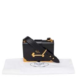 Pre Owned Prada Black Leather Cahier Shoulder Bag
