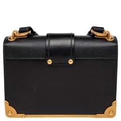 Pre Owned Prada Black Leather Cahier Shoulder Bag