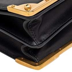 Pre Owned Prada Black Leather Cahier Shoulder Bag