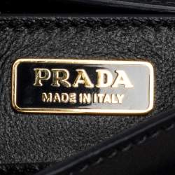 Pre Owned Prada Black Leather Cahier Shoulder Bag