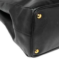 Pre Owned Prada Black Saffiano Lux Leather Medium Galleria Double Zip Tote