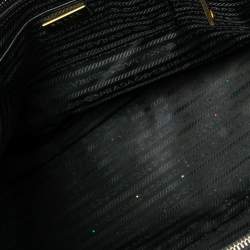 Pre Owned Prada Black Saffiano Lux Leather Medium Galleria Double Zip Tote