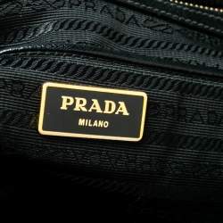 Pre Owned Prada Black Saffiano Lux Leather Medium Galleria Double Zip Tote