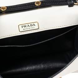 Pre Owned Prada Black/Off White Saffiano Leather Astrology Celestial Cahier Crossbody Bag