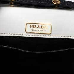 Pre Owned Prada Black/Off White Saffiano Leather Astrology Celestial Cahier Crossbody Bag