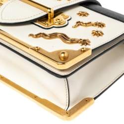 Pre Owned Prada Black/Off White Saffiano Leather Astrology Celestial Cahier Crossbody Bag