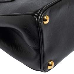 Pre Owned Prada Black Saffiano Lux Leather Mini Double Zip Tote