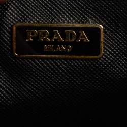 Pre Owned Prada Black Saffiano Lux Leather Mini Double Zip Tote