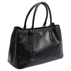 Pre Owned Prada Black Saffiano Lux Leather Medium Galleria Tote