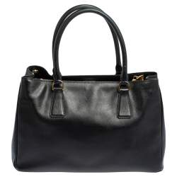 Pre Owned Prada Black Saffiano Lux Leather Medium Galleria Tote